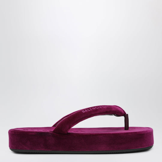 Jet Lag Stretch Velvet Flip-Flops In Purple