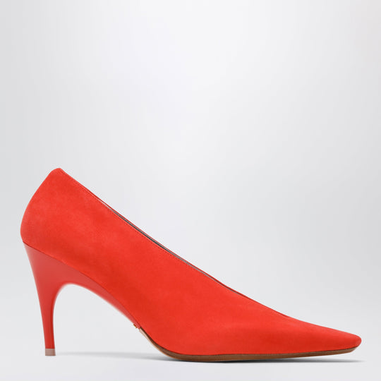 Duchesse 90 Mm Suede Goatskin Pumps In Tangerine