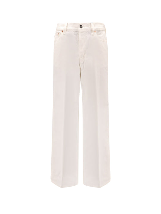White Denim Trouser With Gucci Rosso Ancora Tag