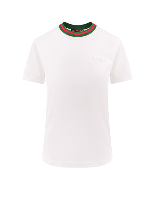 Cotton T-Shirt With Gucci Embossed Logo