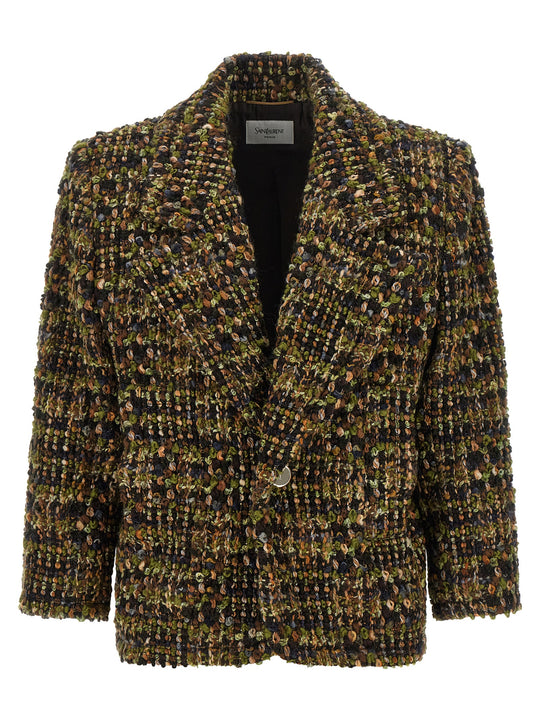 Bouclé Tweed Blazer Blazers Multicolor