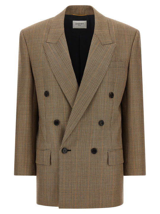 Prince Of Wales Houndstooth Blazer Blazers Brown