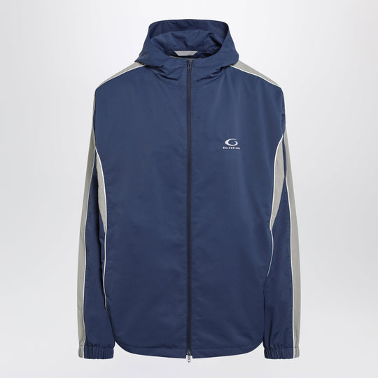 Washed-Effect Technical Satin Track Jacket In Navy