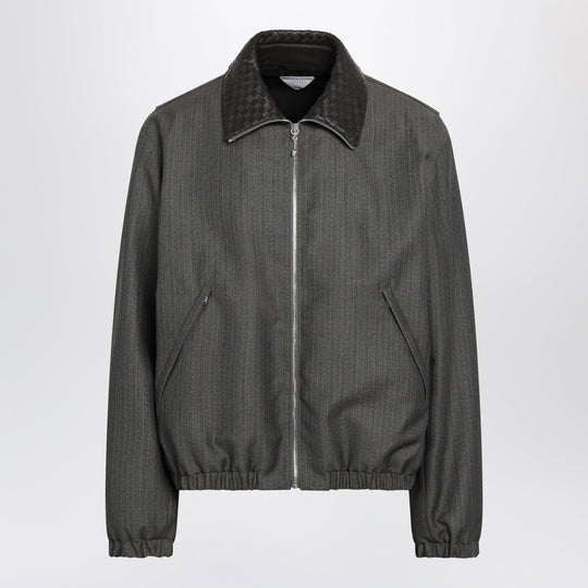 Striped Wool And Mohair Jacket In Desert/Grey Mélange