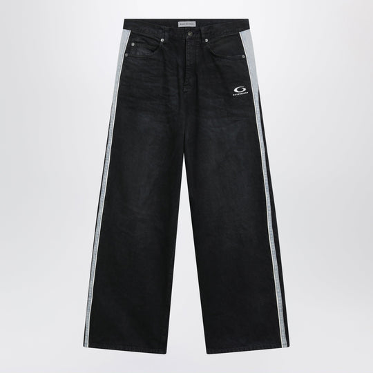 Denim Trousers With Dark Brown And Black Trims