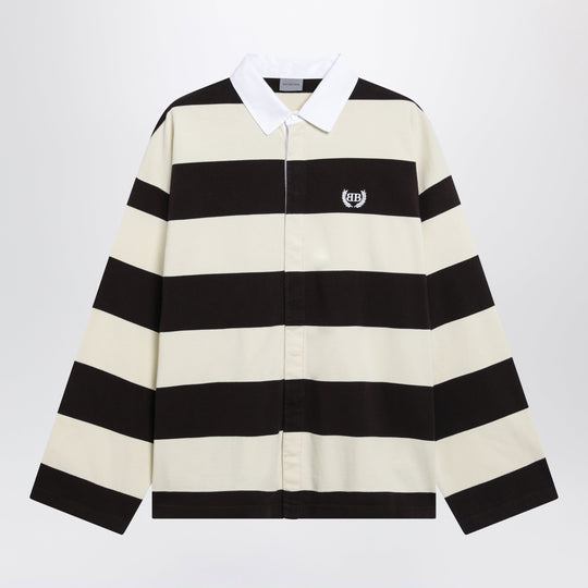 Striped Jersey Polo Shirt In Cotton, Brown