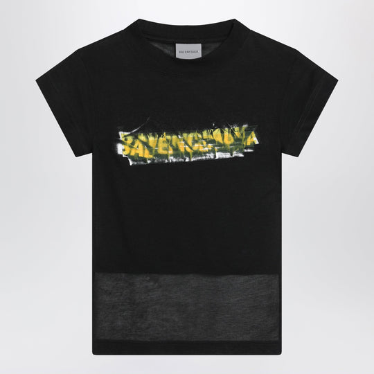 Messy Spray T-Shirt With Cut-Out Back In Cotton Black