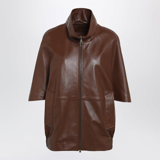 Cooon Bomber Jacket In Lamb Leather, Castor