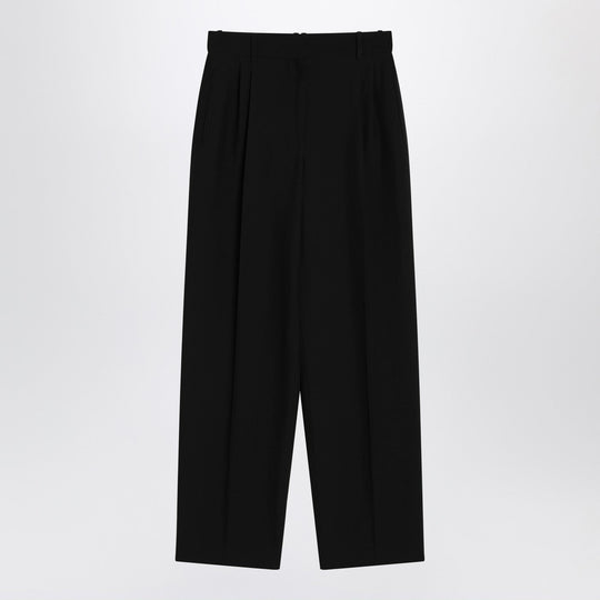 Lilas Trousers In Black Wool And Linen