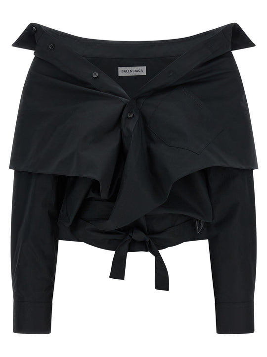 Crop Shirt Off The Shoulder Shirt And Blouse Black