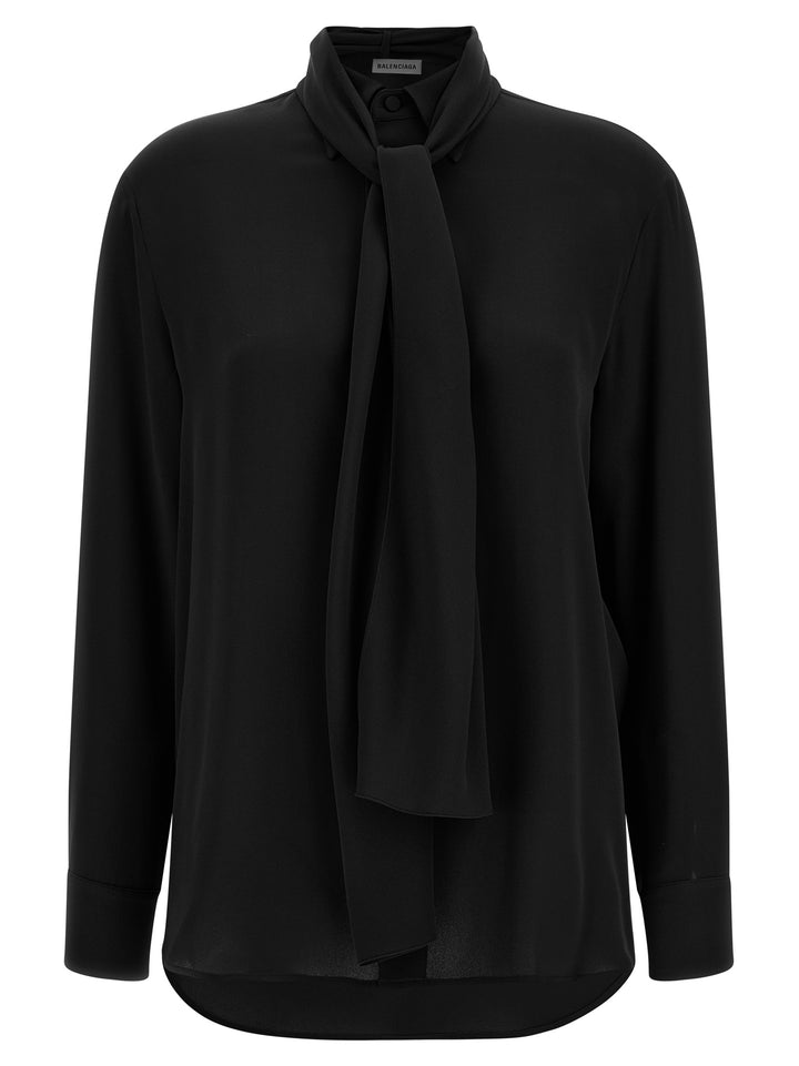 Balenciaga Shirt With Scarf Shirt and Blouse - Black | f5dc6d5fd511291fb174f68437c1452ac6d054ac
