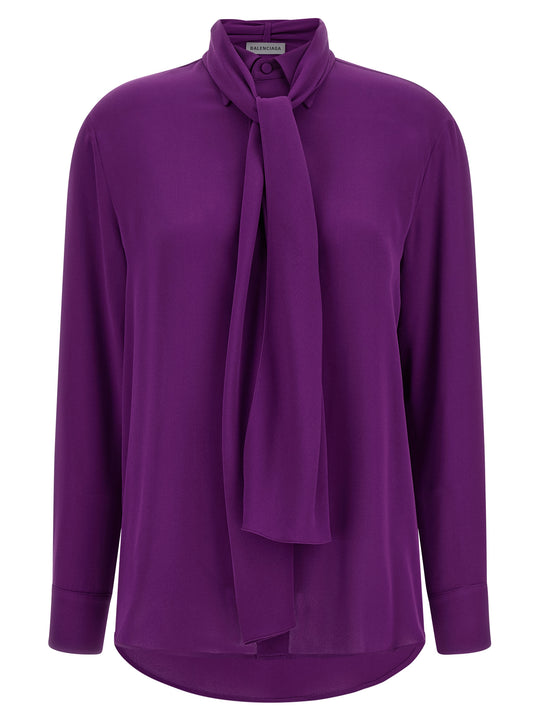 Shirt With Scarf Shirt And Blouse Purple