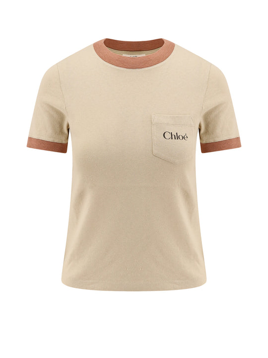 Cotton T-Shirt With Contrasting Profiles