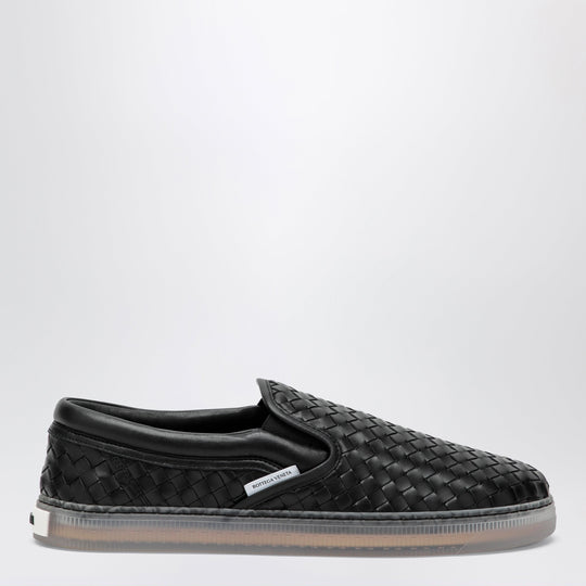 Serena Slip-On Woven Leather Sneakers In Black