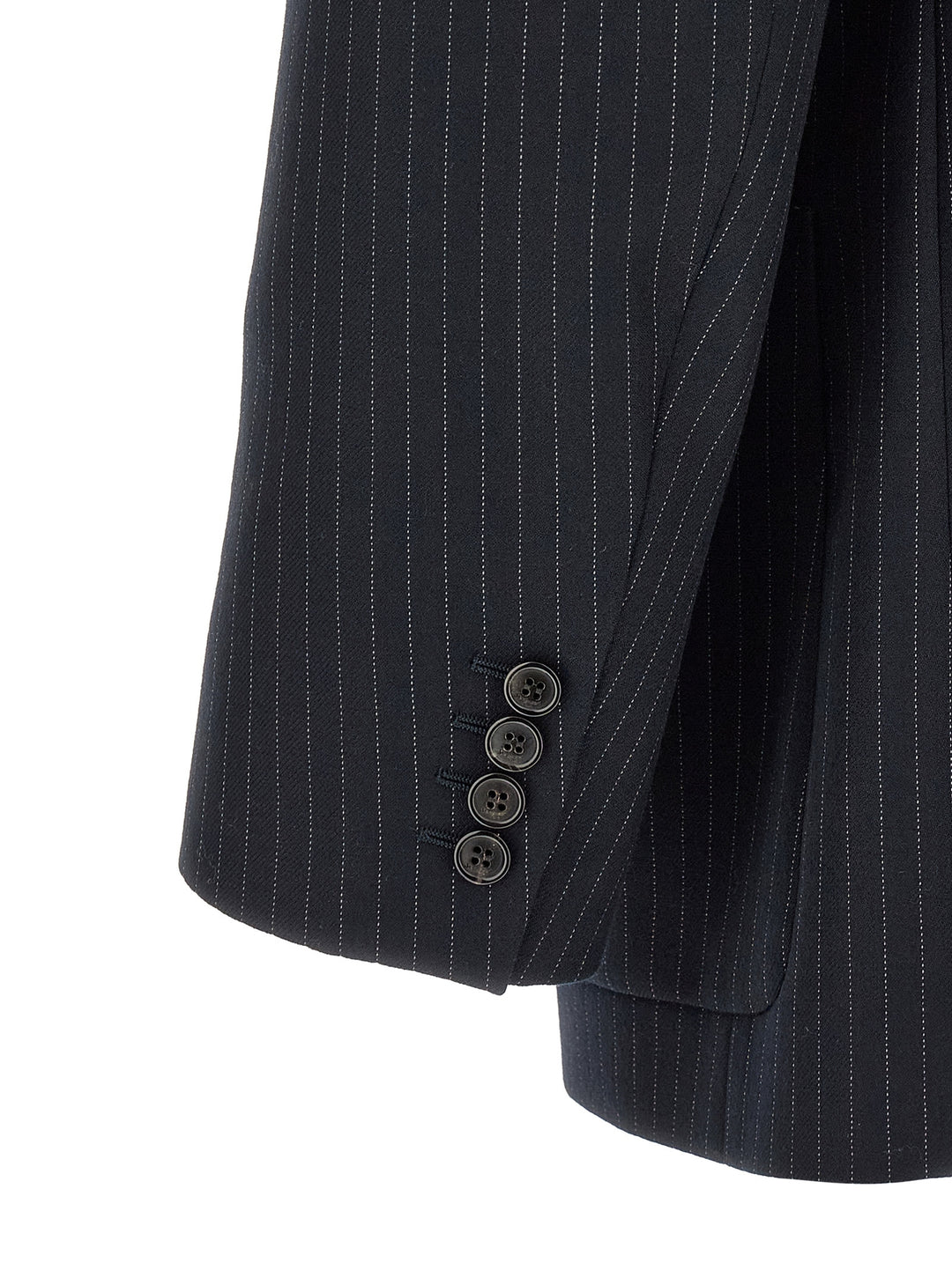 Saint Laurent Pinstriped Double-Breasted Blazer - Blue | 4d1a9c566b946d1173973275c995d19269f07c66