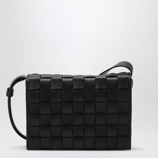 Orto Intrecciato Calf Leather Messenger Bag In Black