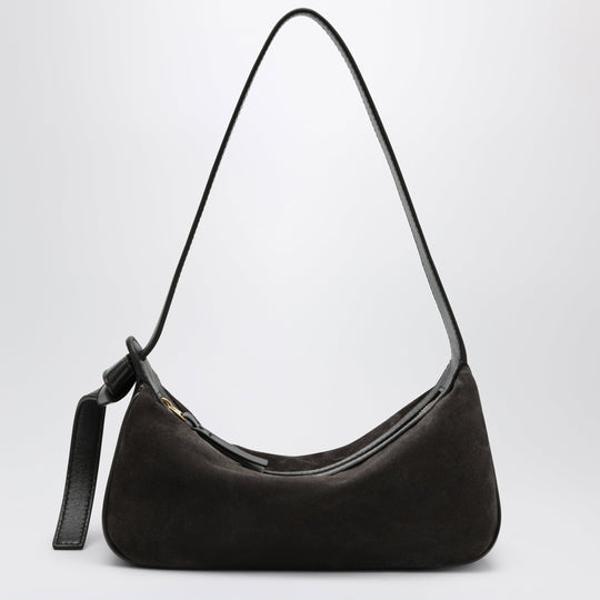 Nodo Shoulder Bag In Suede And Nappa Leather, Espresso