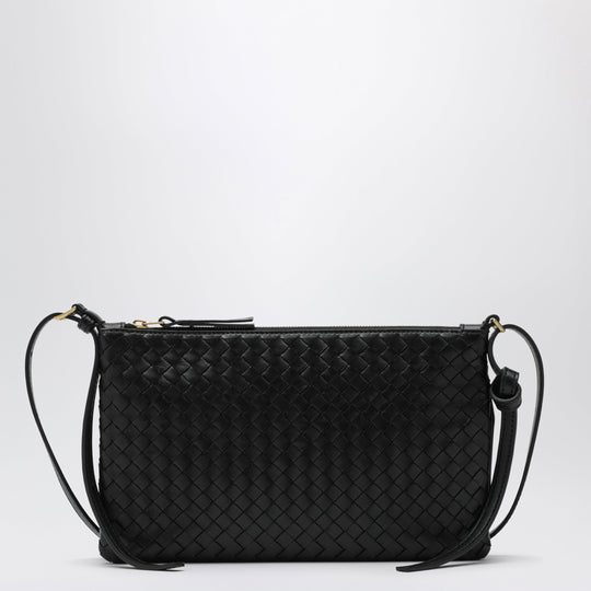 Medium Piccolo Intrecciato Pouch In Black Nappa Leather