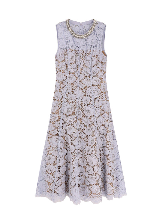 Lace Midi Dress With Jewel Details