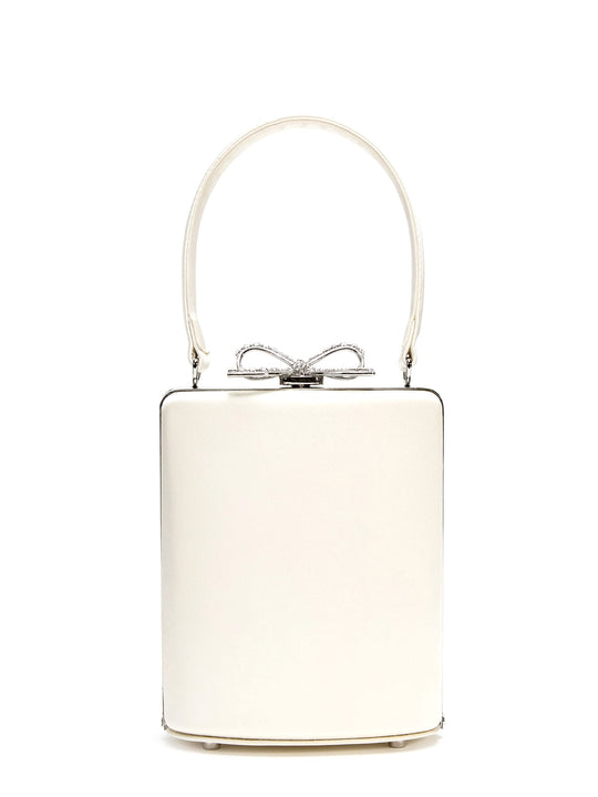 Synthetic Leather Handbag With Jewel Bow