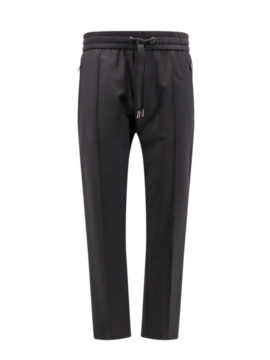 Wool Blend Trouser With Logo Patch