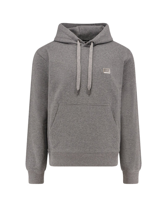 Cotton Sweatshirt With Iconic Metal Logo Plate