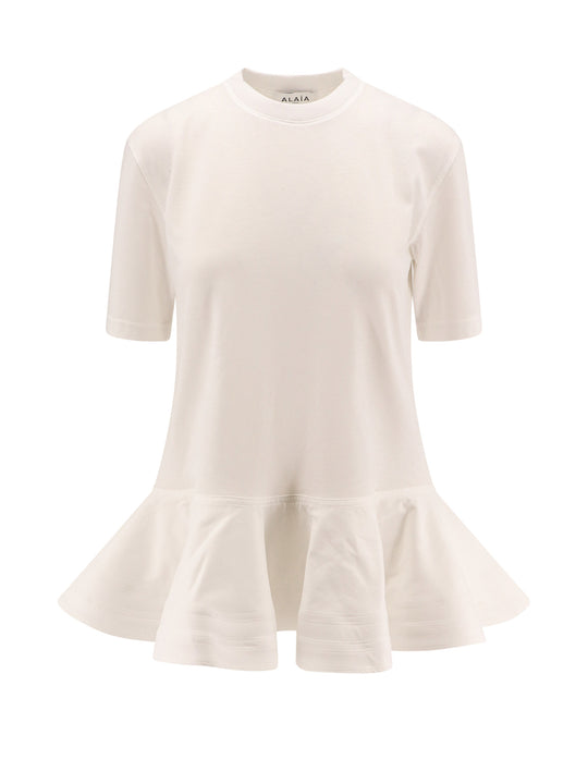 Peplum Cotton Jersey T-Shirt
