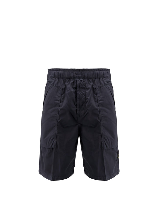 Stretch Cotton Bermuda Shorts With Iconic Logo Patch