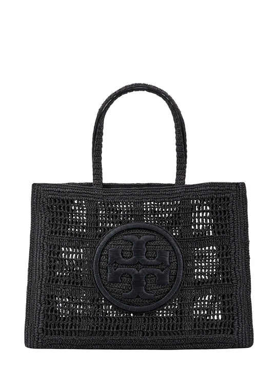 Rafia Shoulder Bag With Embroidered Logo