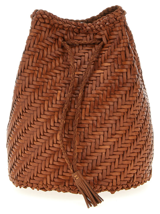 Pompom Double Jump Crossbody Bags Brown