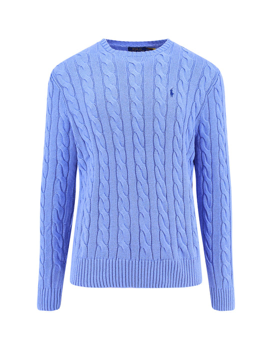 Cable Knit Cotton Sweater With Iconic Logo