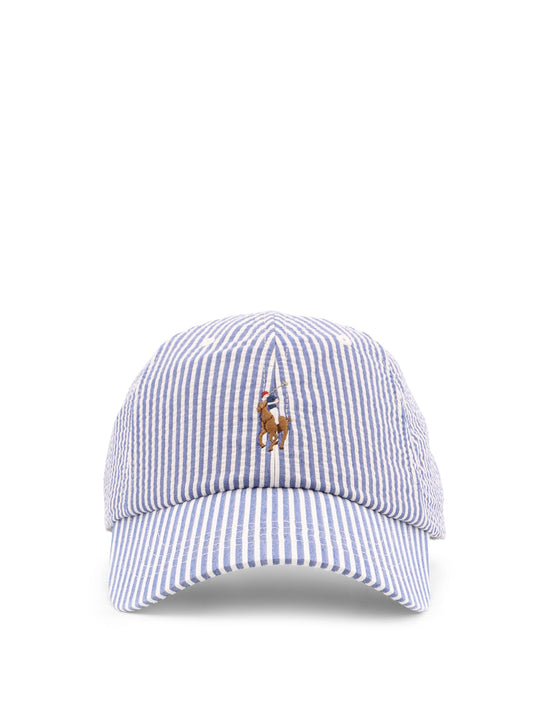 Striped Cotton Blend Baseball Hat With Iconic Embroidery