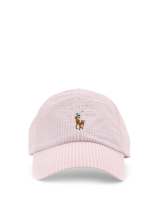 Striped Cotton Blend Baseball Hat With Iconic Embroidery