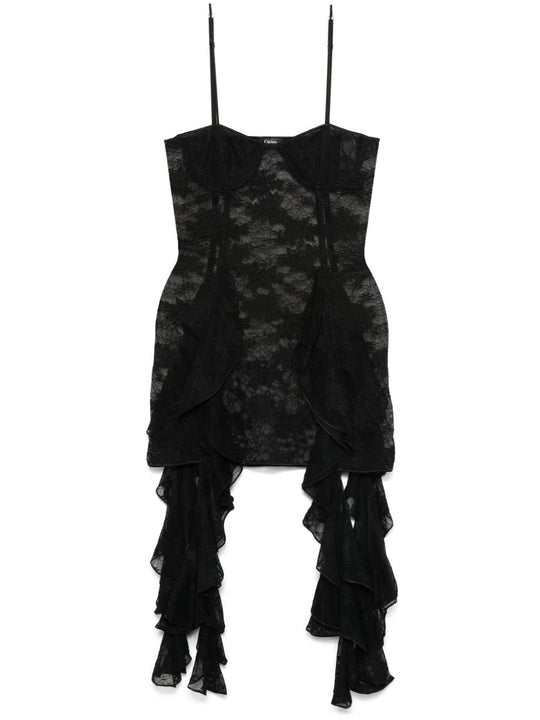 Lace Ruffle Mini Dress