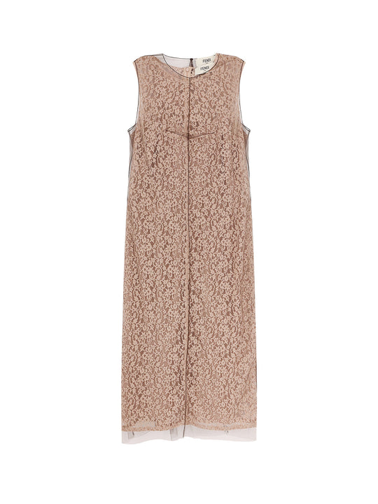 Midi Floral Lace And Tulle Dress