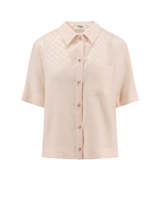 Jacquard Silk Shirt With Ff Chess Motif