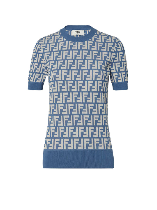 Jacquard Cotton Sweater With Ff Motif