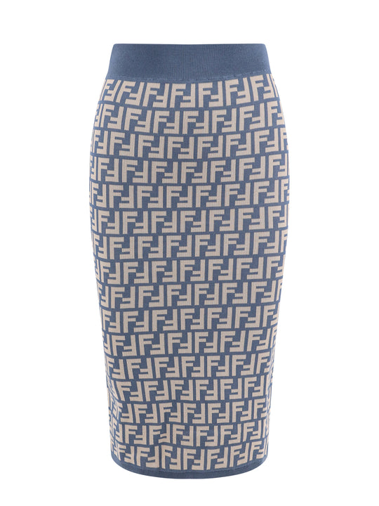 Jacquard Cotton Skirt With Ff Motif