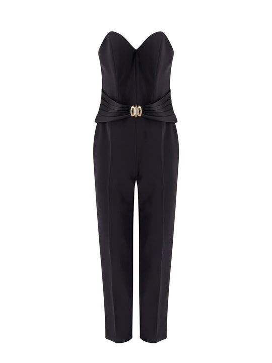 Strapless Jumpsuit With Waist Belt