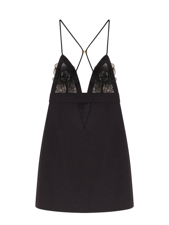 Mini Dress With Lace Inserts