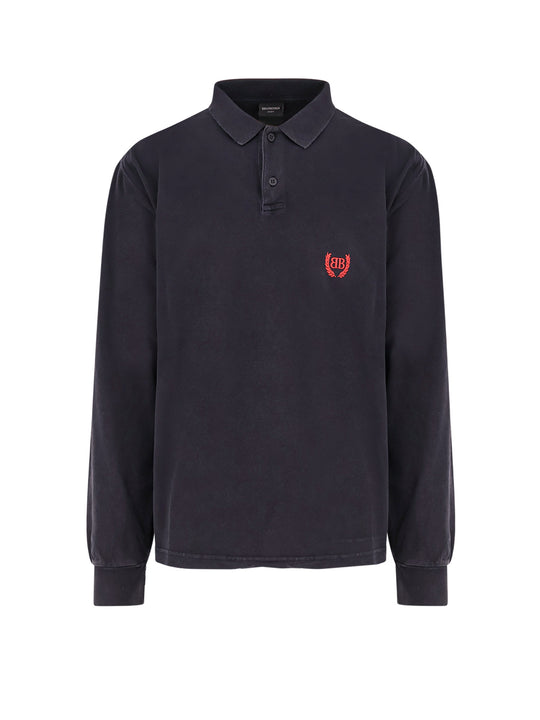 Regular Cotton Polo Shirt With Destroyed Effect