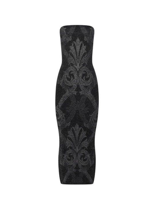 Wolford X Etro Metallic Midi Dress With Baroque Jacquard Effect