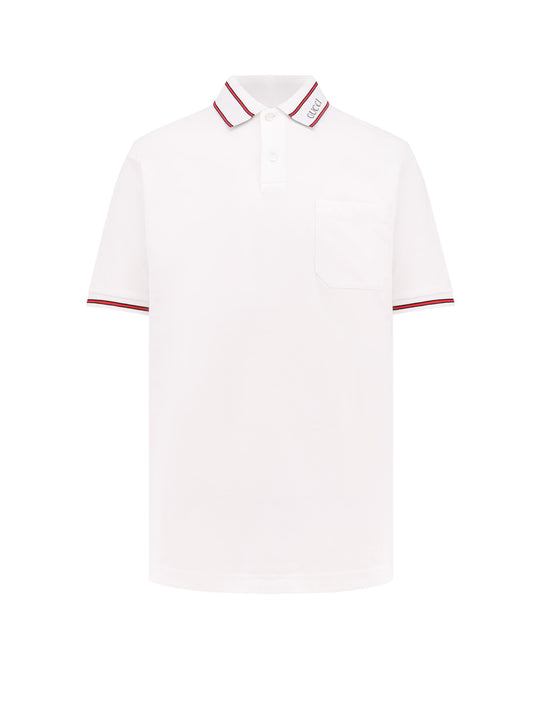 Piquet Cotton Polo Shirt With Gucci Detail