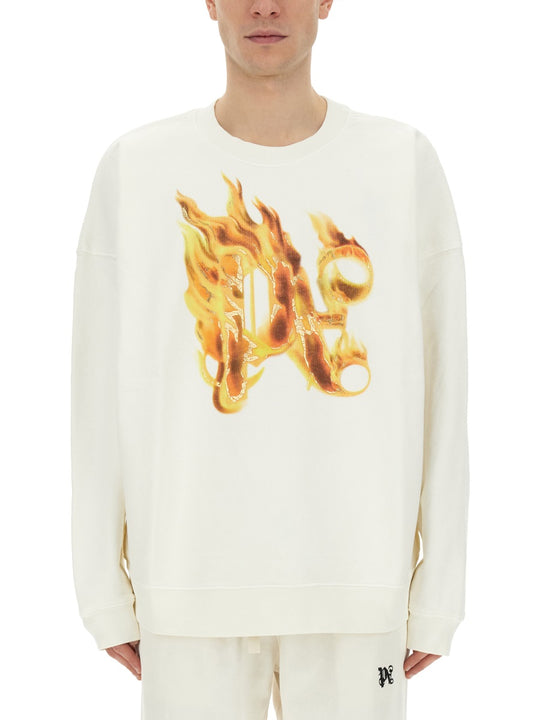 "Burning Monogram" Print Sweatshirt