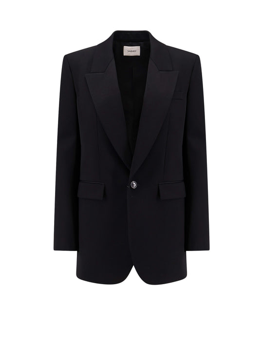 Sustainable Wool Blazer With Shoulder Pads