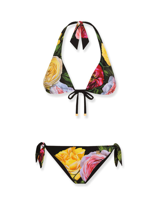 Bikini With Iconic Multicolor Print With Canvas Clutch