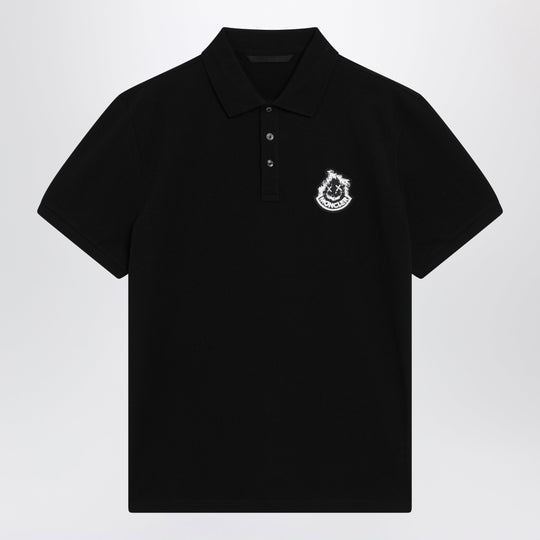 Black Cotton Piqué Polo Shirt With Logo