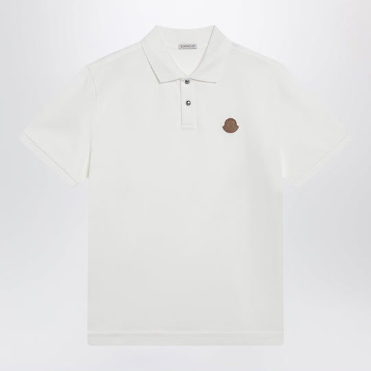 White Cotton Piqué Polo Shirt With Logo Patch
