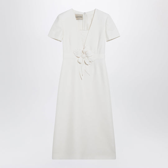 Embroidered Crepe Evening Dress In Ivory