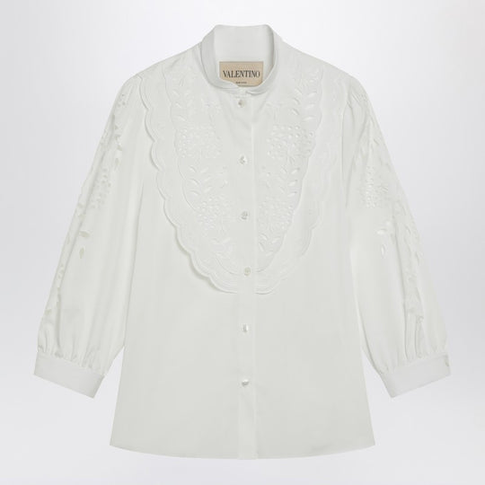White Shirt With Sangallo Embroidery